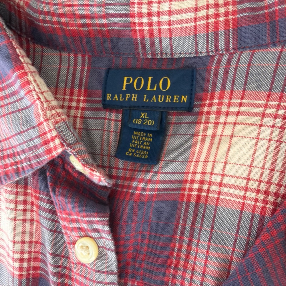 Polo by Ralph Lauren Red and White Plaid Shirt boys 18-20